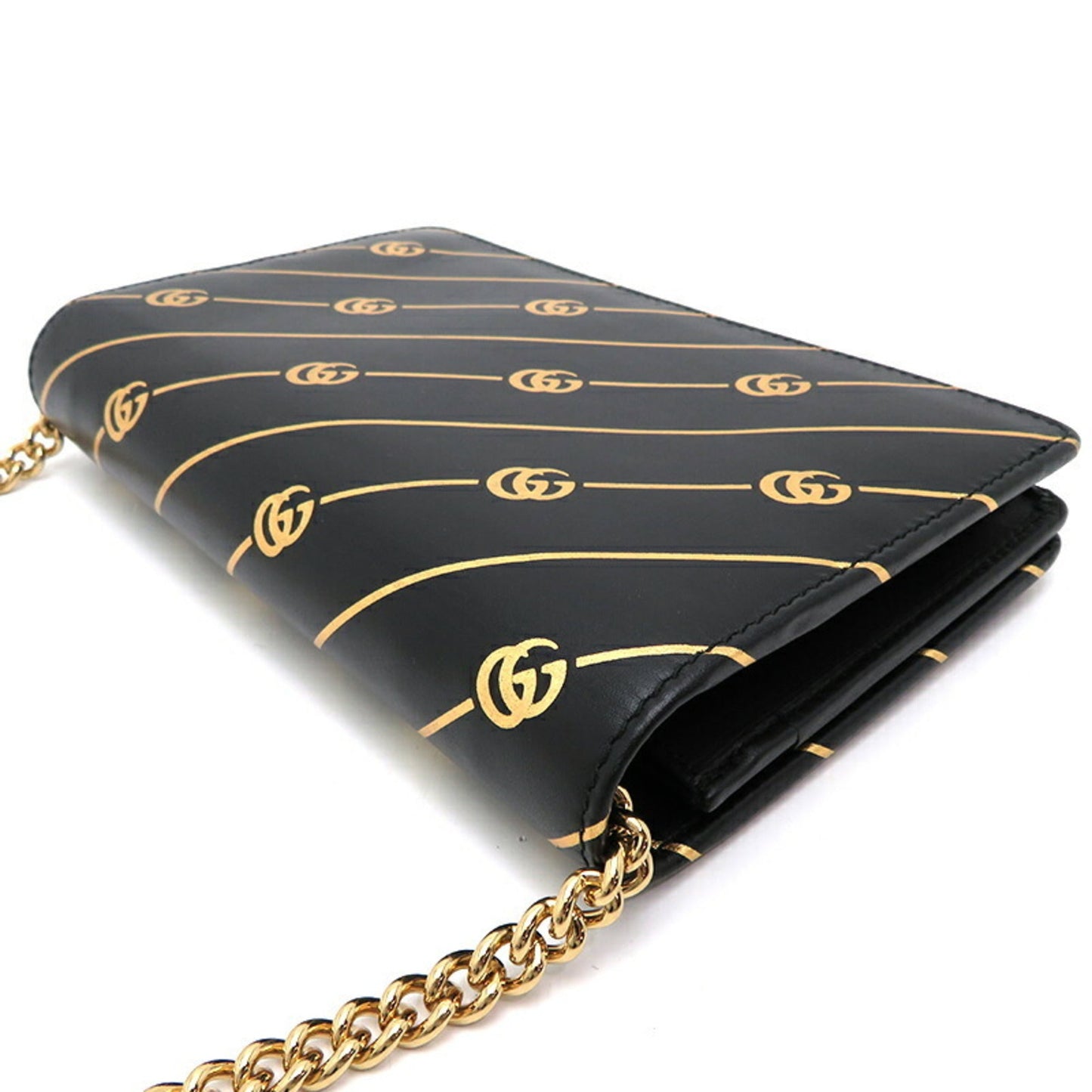 Gucci Black Leather Chain/Shoulder Wallet