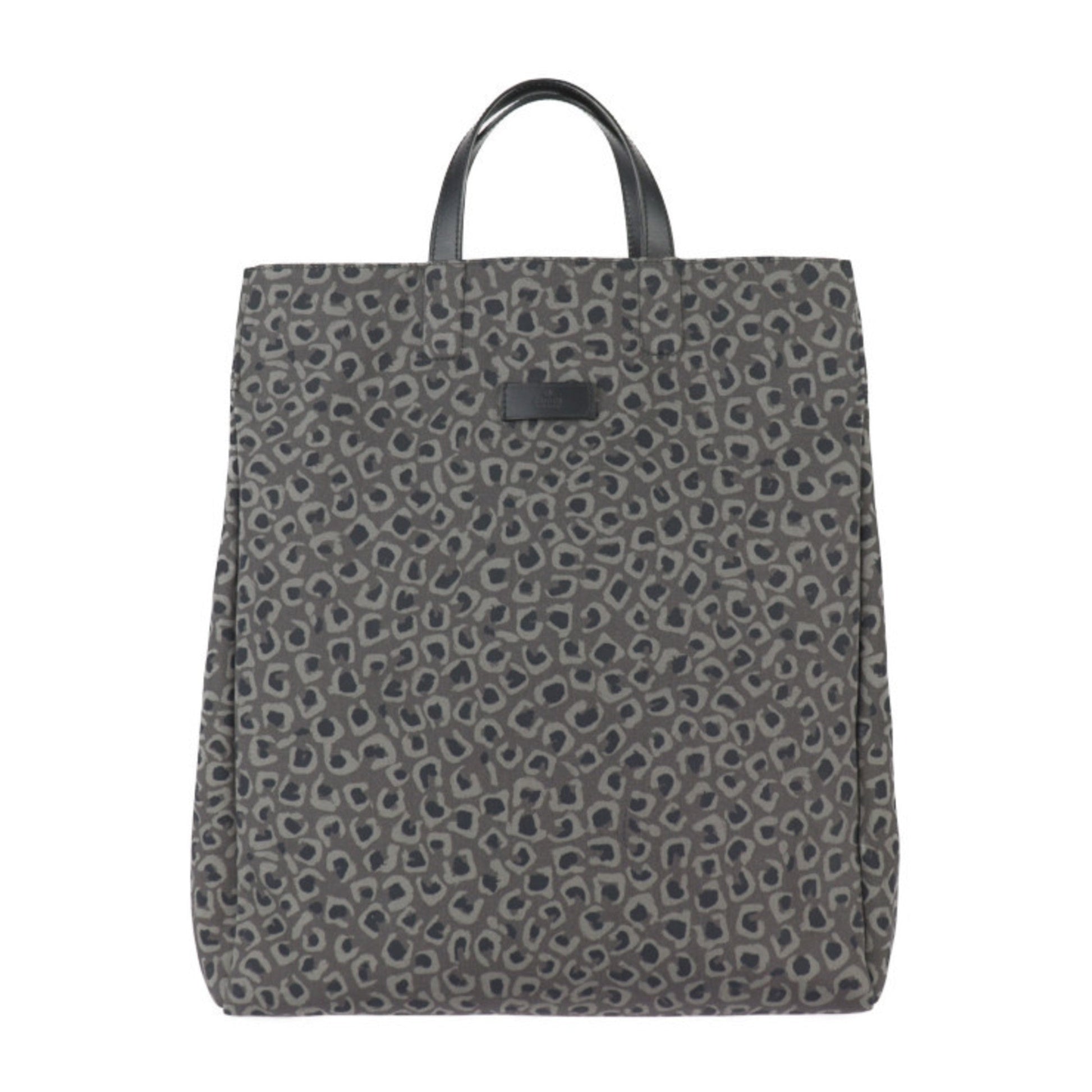 Gucci Black Gray Canvas Leather Handbag Tote Bag ()