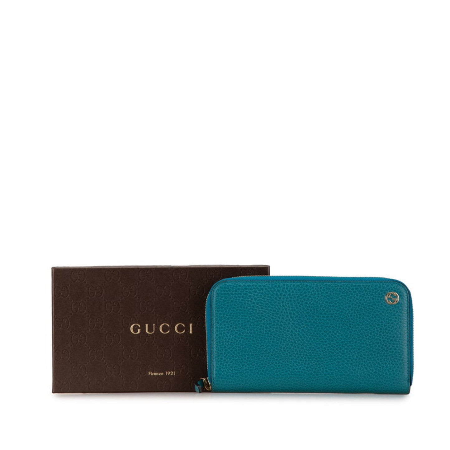 Gucci Blue Green Leather Long Wallet (Bi-Fold)
