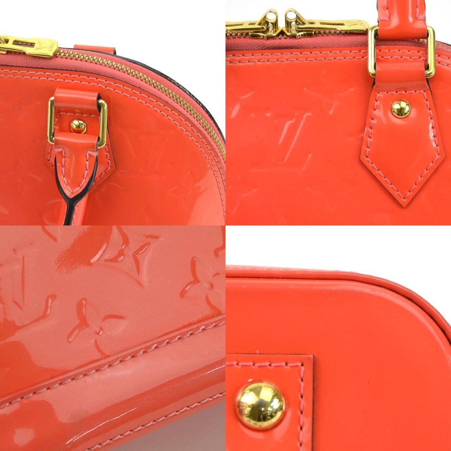 Louis Vuitton Pink Orange Patent Leather Handbag Shoulder Bag