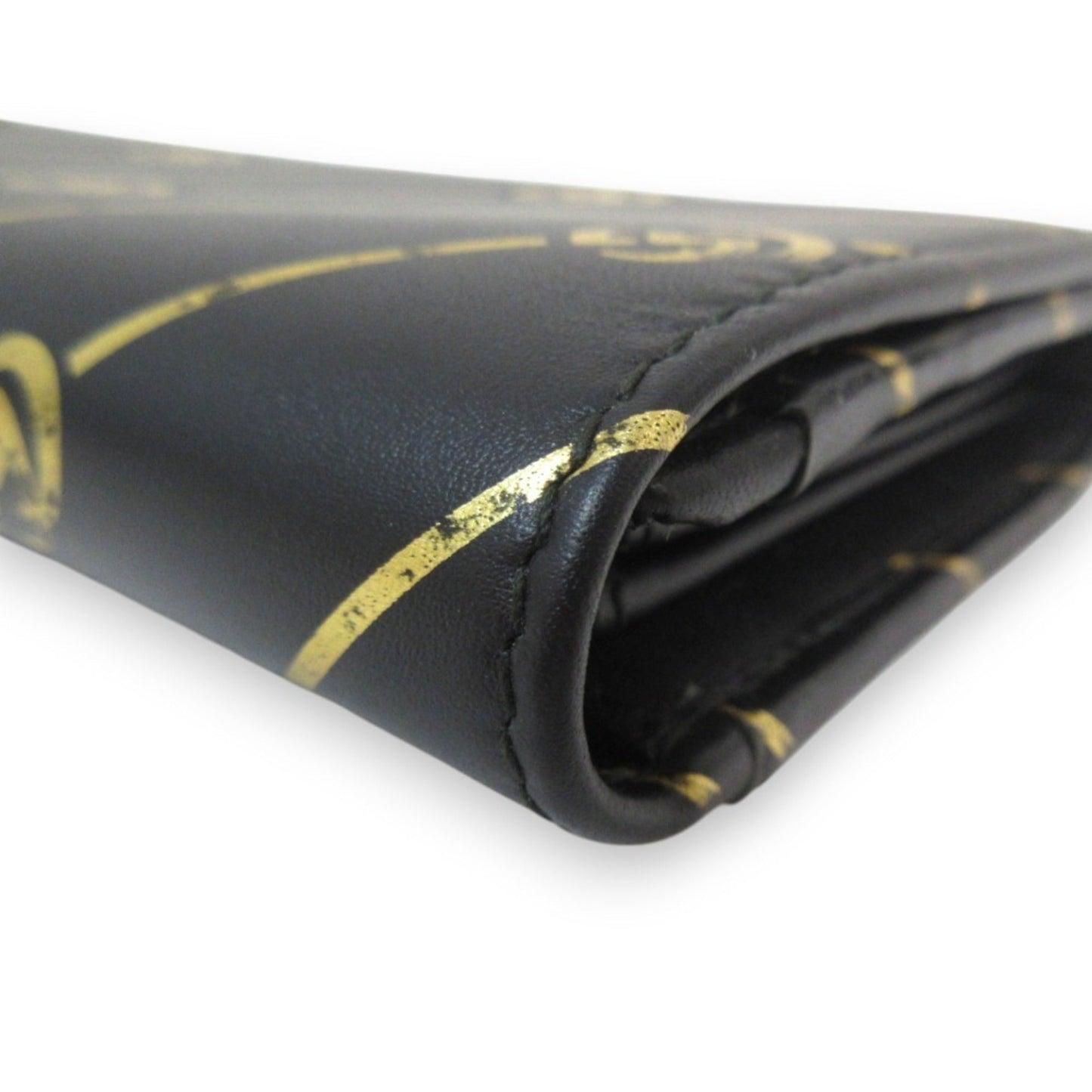Gucci Black Gold Leather Wallet (Tri-Fold)