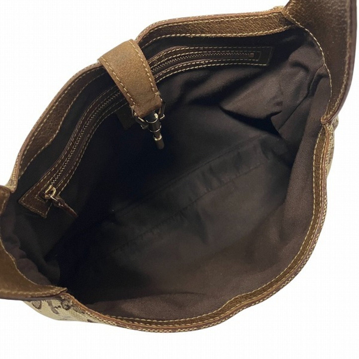 Gucci Brown Gg Canvas Leather Shoulder Bag