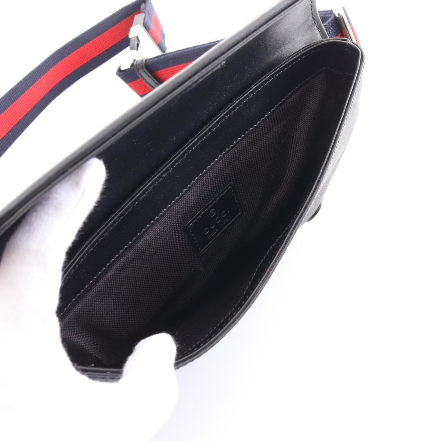 Gucci Black Gray Pvc Coated Canvas Leather Sling Bag
