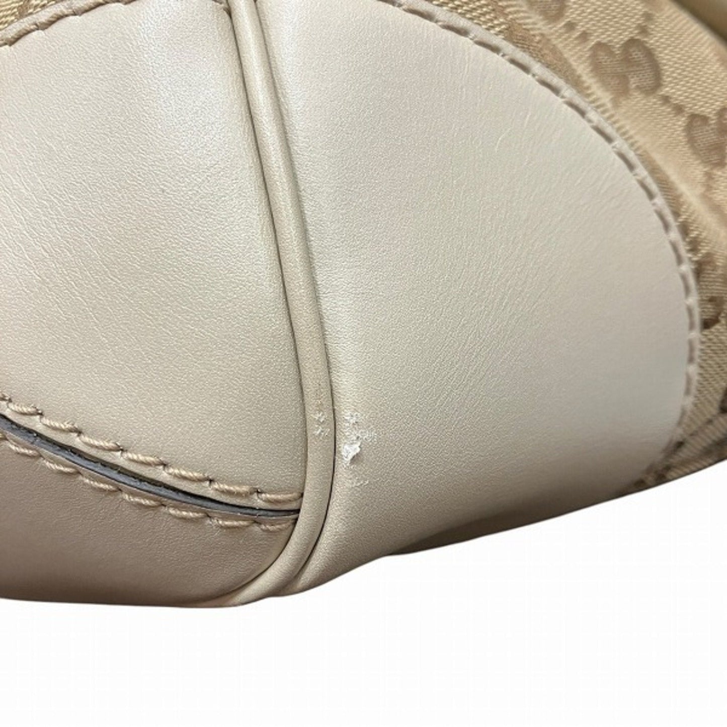 Gucci Beige Gg Canvas Leather Shoulder Bag Tote Bag
