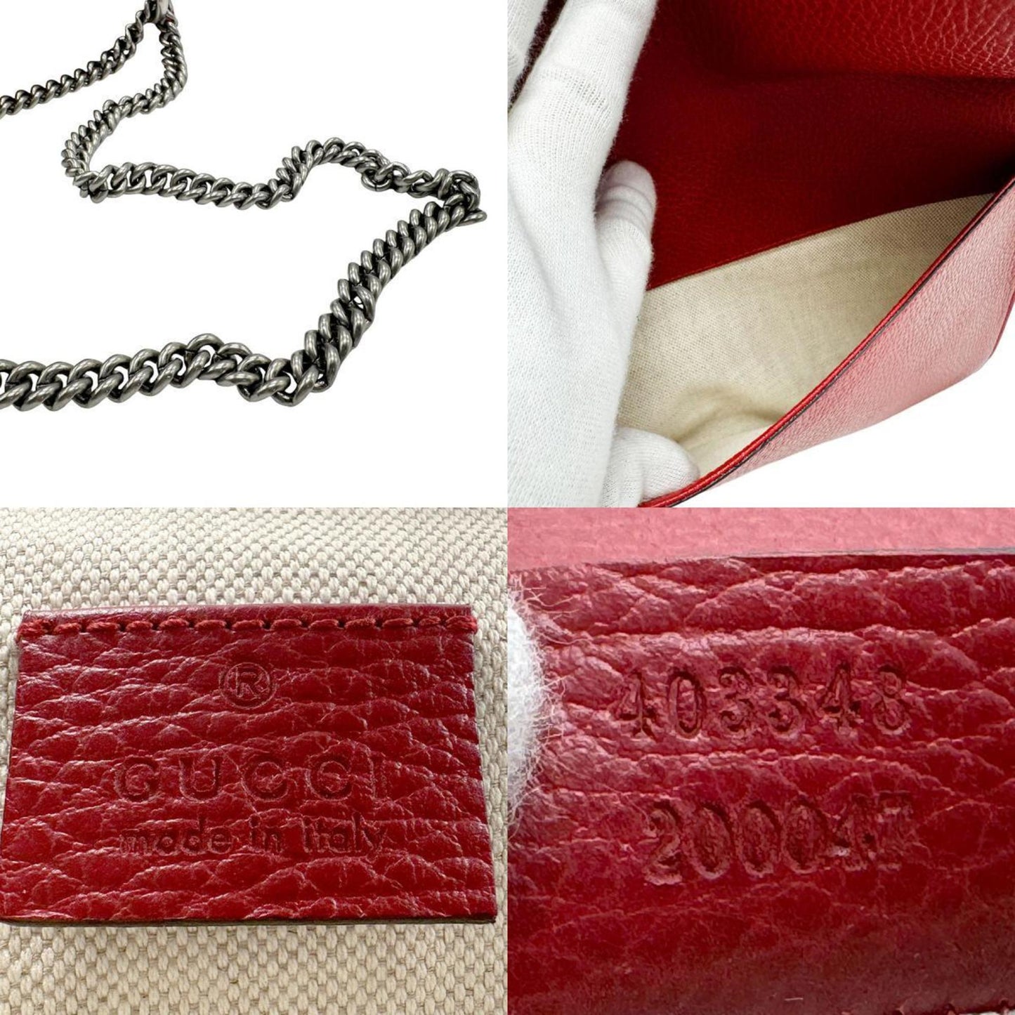 Gucci Red Color Leather Shoulder Bag