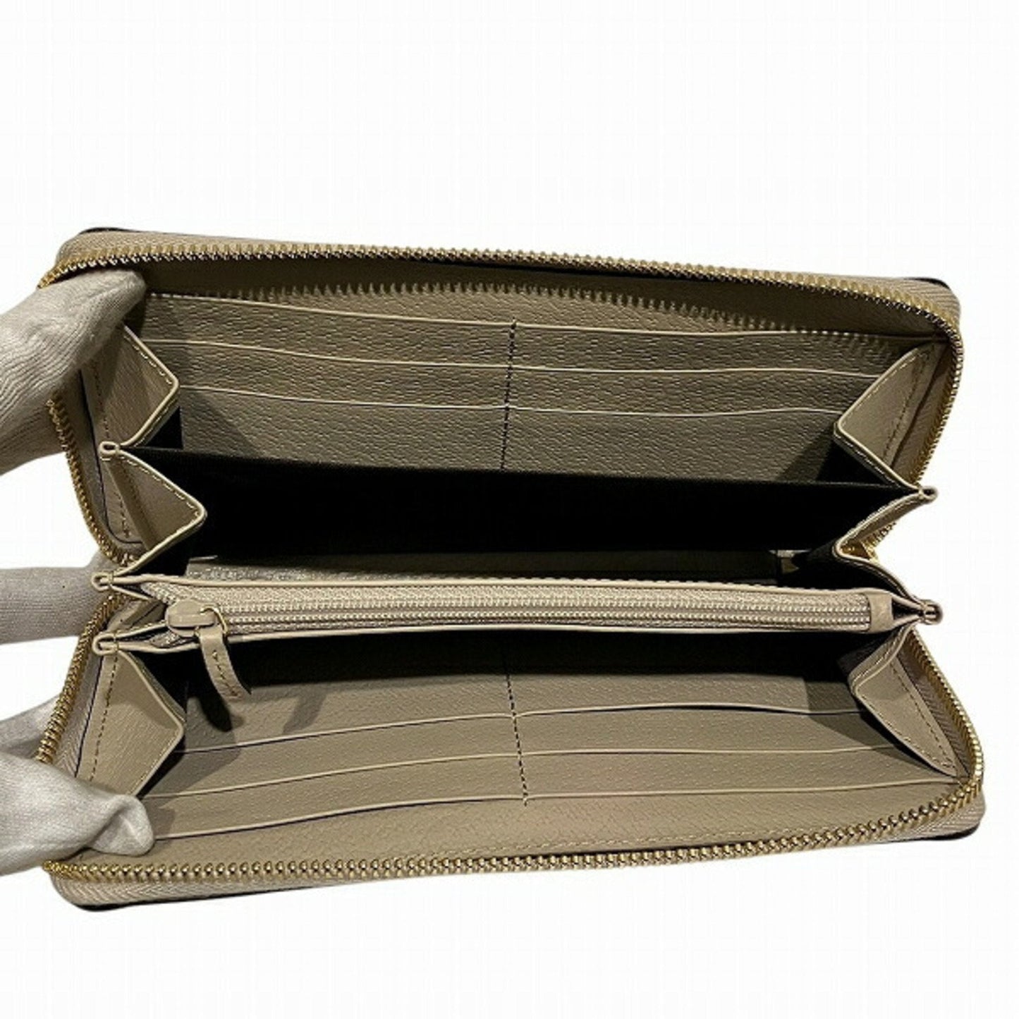 Gucci Beige White Gg Supreme Canvas Leather Long Wallet (Bi-Fold)