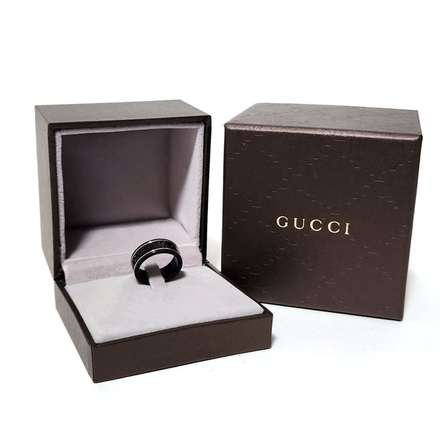 Gucci Black Silver White Gold (18K) Band Ring