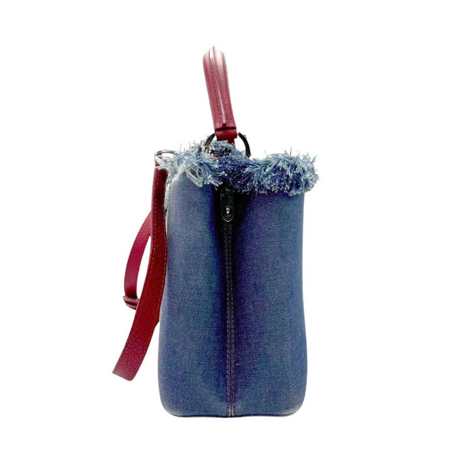 Louis Vuitton Blue Red Color Denim Leather Handbag Shoulder Bag