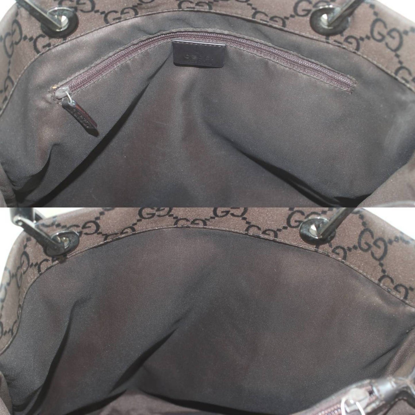 Gucci Dark Brown Canvas Leather Tote Bag