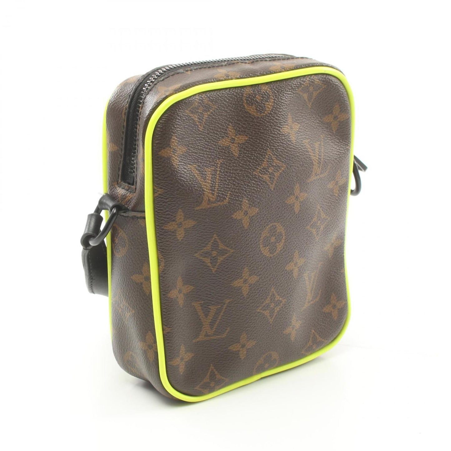 Louis Vuitton Black Brown Green Coated Canvas Leather Shoulder Bag