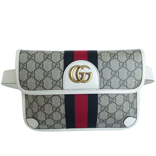Gucci Beige Brown Off-White Gg Supreme Canvas Leather Fanny Pack ()
