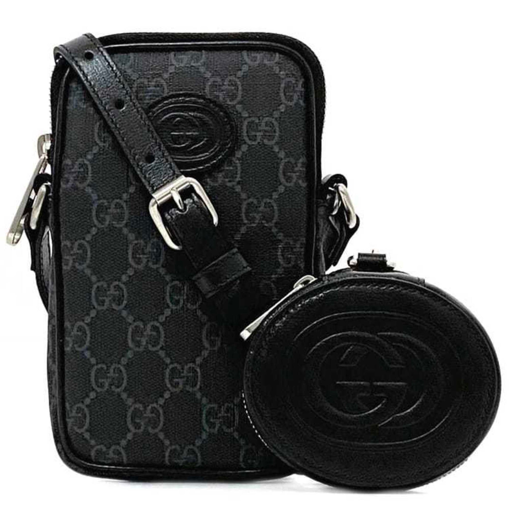 Gucci Black Gg Supreme Pochette Pouch Shoulder Bag ()