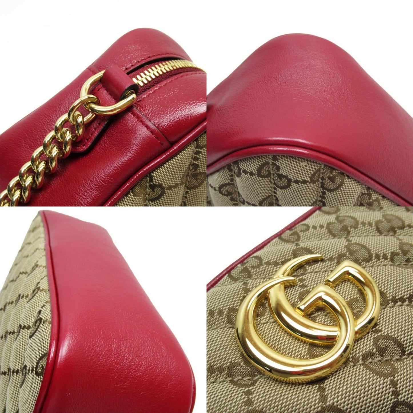 Gucci Brown Dark Red Gg Canvas Leather Shoulder Bag