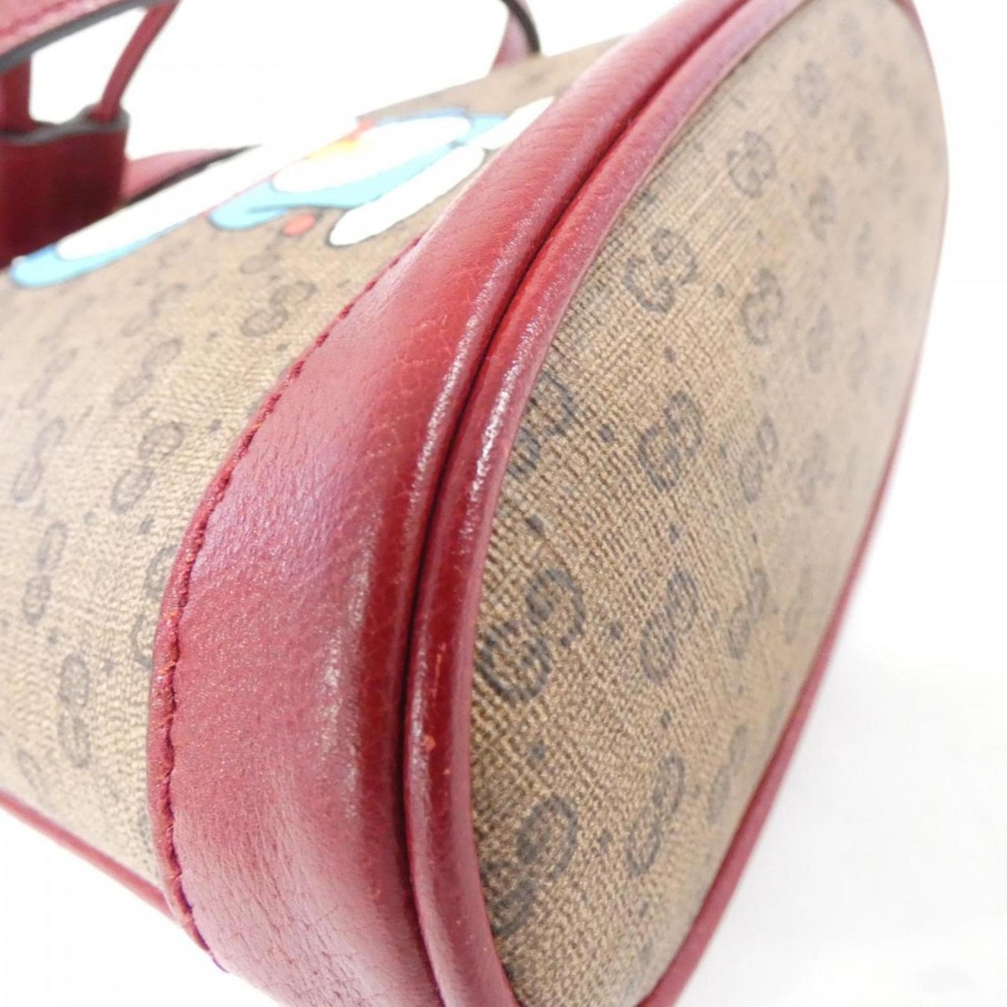 Gucci Beige Cherry Red Gg Supreme Leather Shoulder Bag