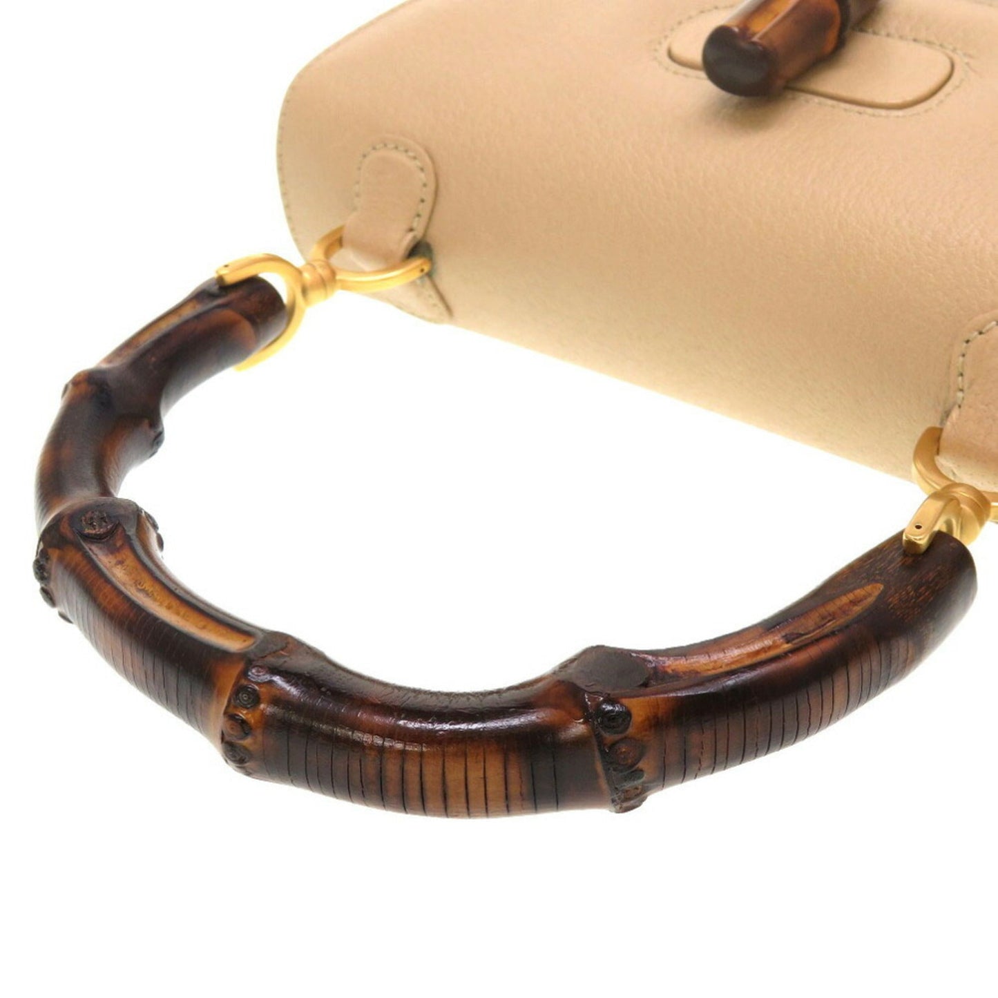 Gucci Beige Bamboo Leather Handbag