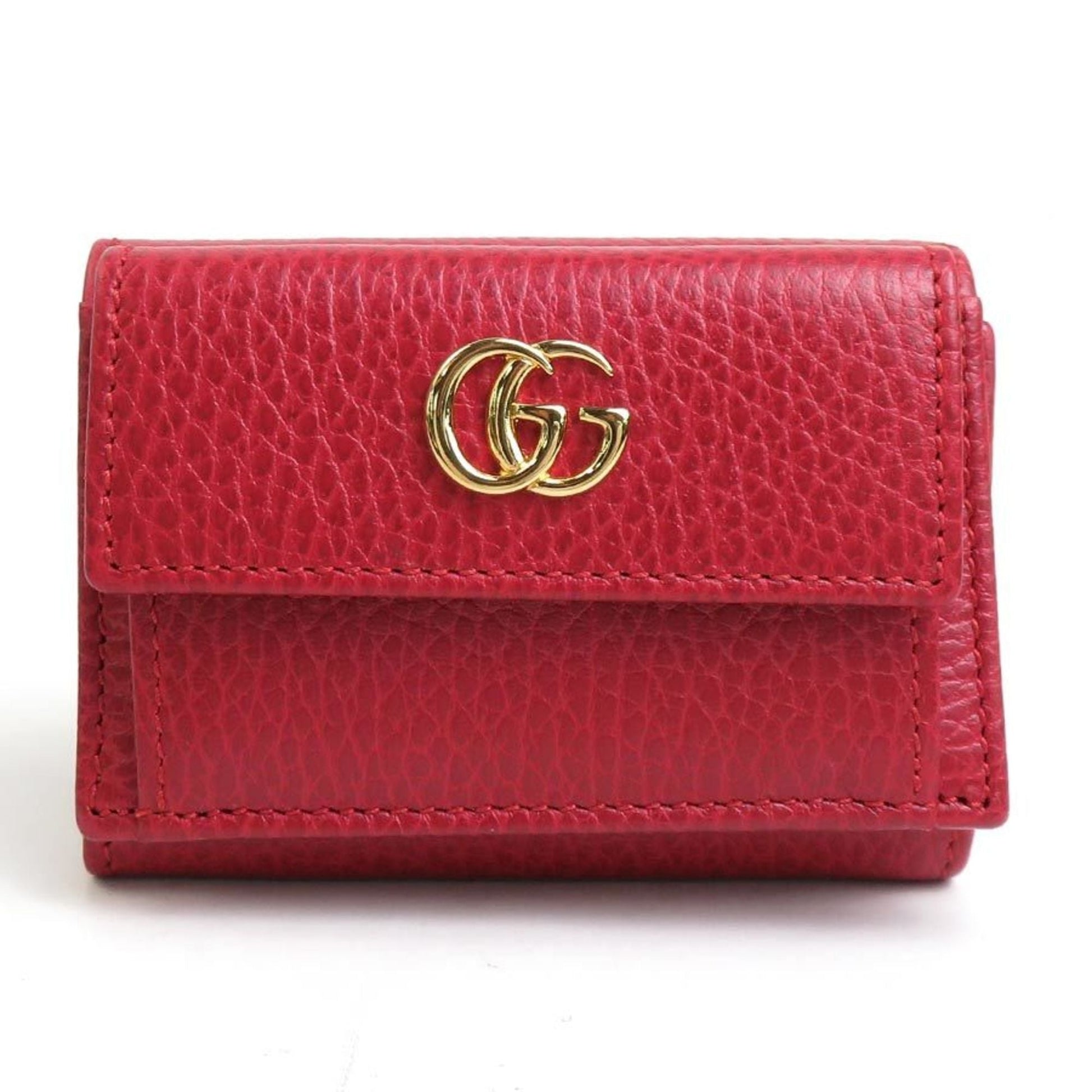 Gucci Red Color Leather Wallet (Tri-Fold) ()