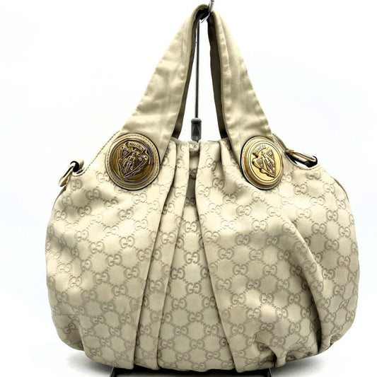 Gucci Beige Ivory Off-White Leather Handbag Tote Bag ()