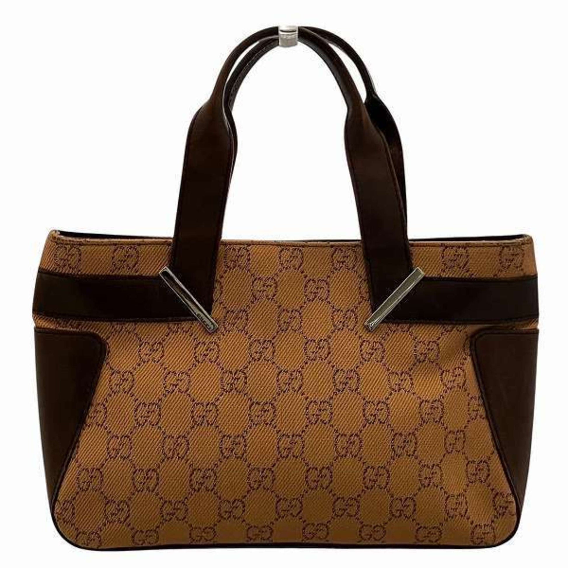 Gucci Gg Canvas Brown Canvas Leather Handbag ()