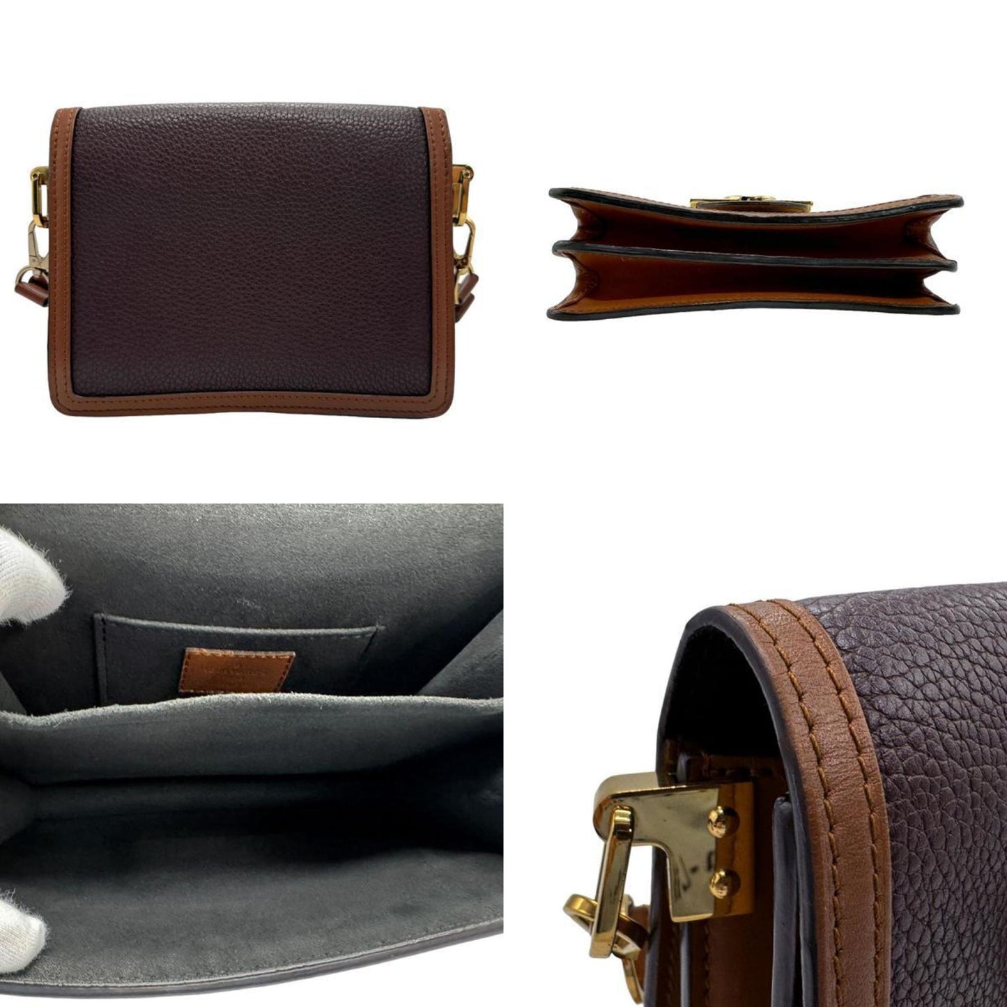 Louis Vuitton Bordeaux Brown White Leather Shoulder Bag