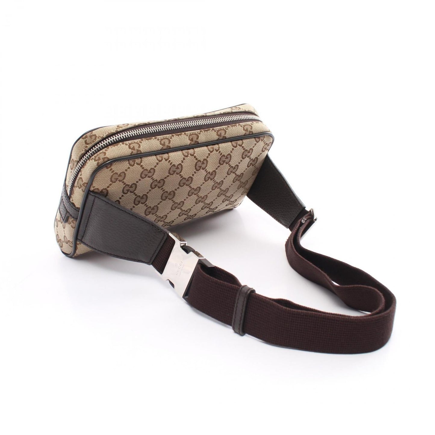 Gucci Beige Brown Canvas Leather Fanny Pack