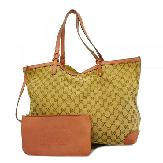 Gucci Brown Red Color Canvas Tote Bag ()