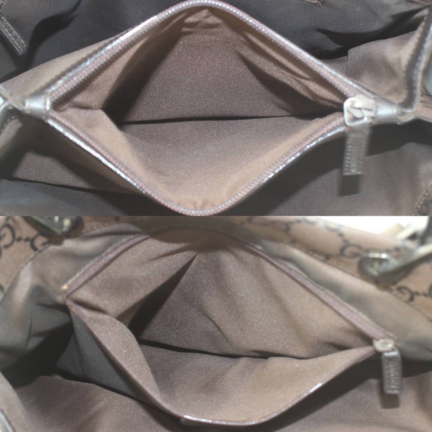 Gucci Dark Brown Canvas Leather Tote Bag