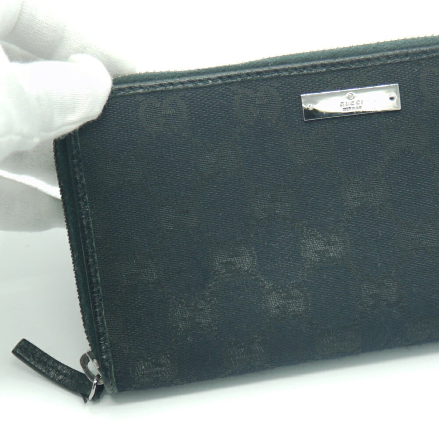 Gucci Black Canvas Leather Long Wallet (Bi-Fold)