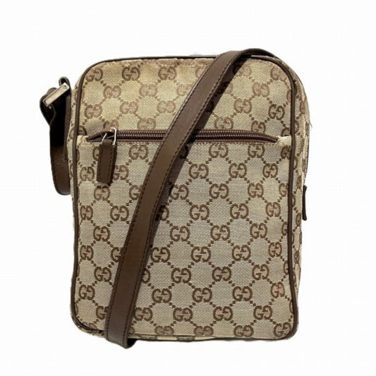 Gucci Beige Canvas Leather Shoulder Bag ()