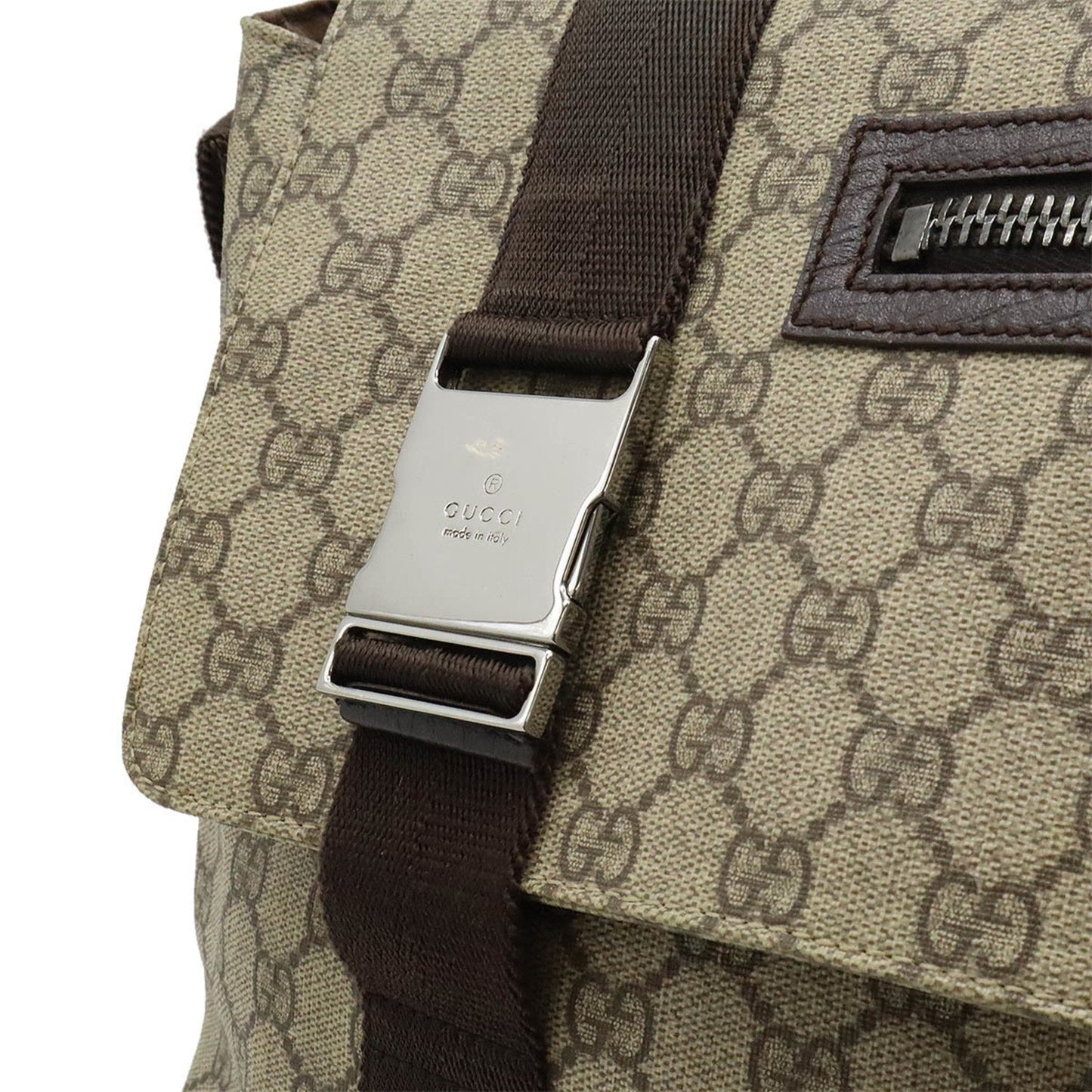 Gucci Gg Plus Beige Dark Brown Pvc Leather Shoulder Bag