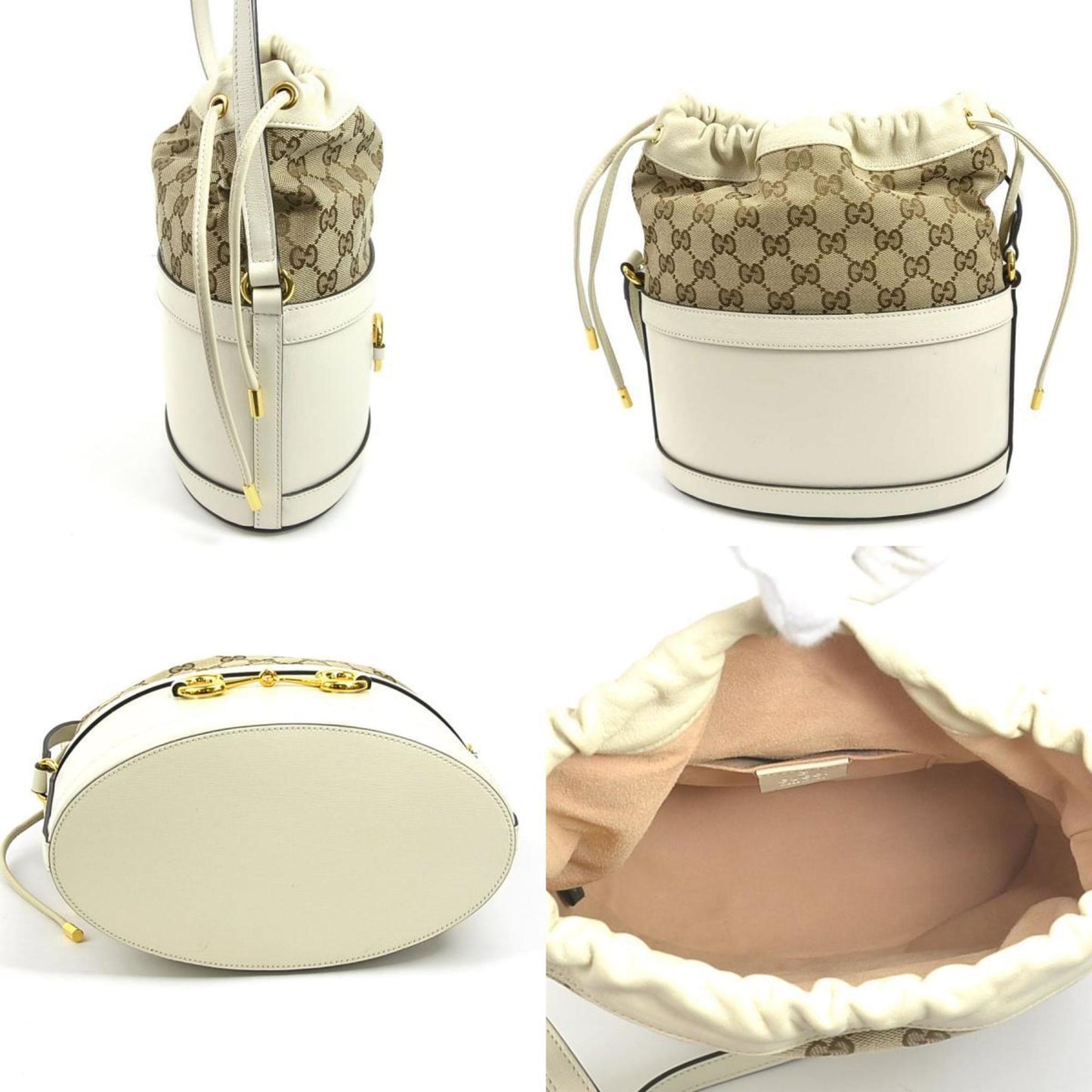 Gucci Ivory Gg Canvas Leather Shoulder Bag