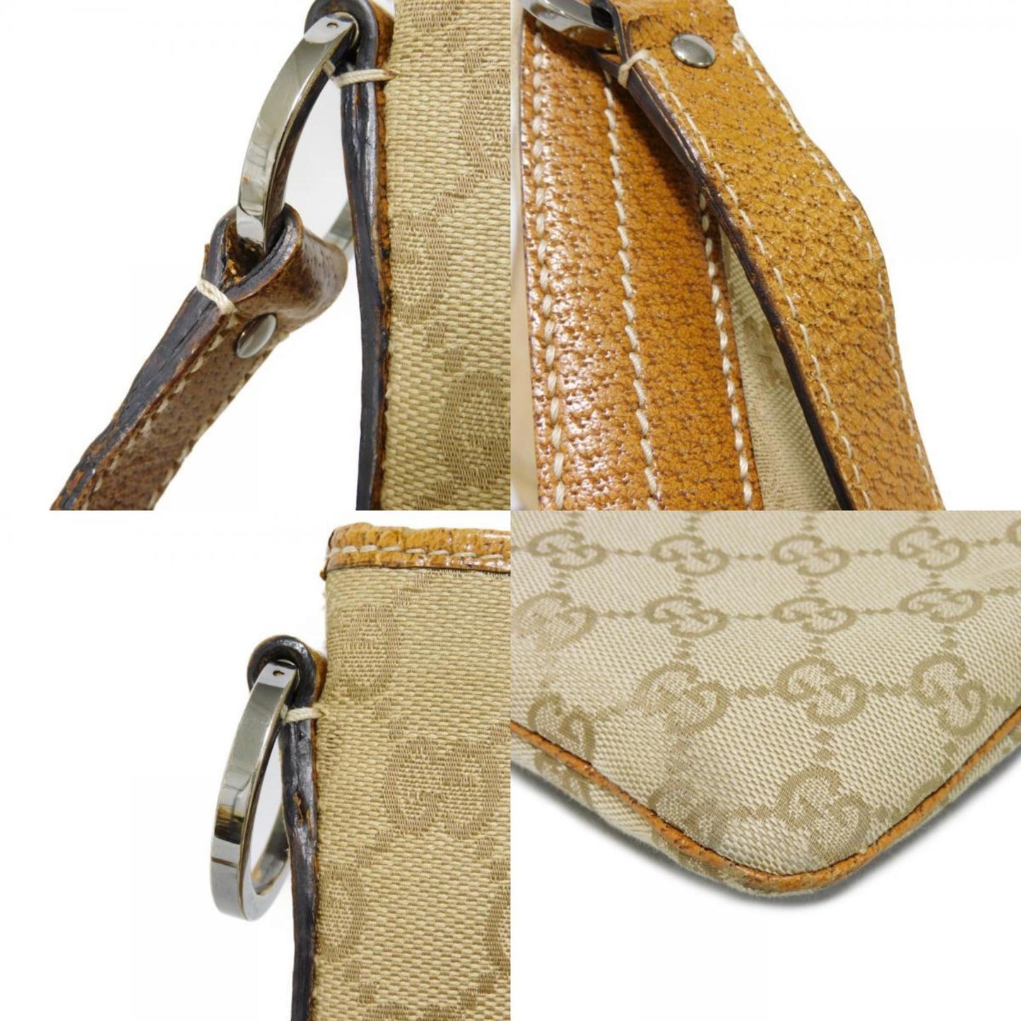Gucci Beige Brown Gg Canvas Leather Messenger Bag Shoulder Bag