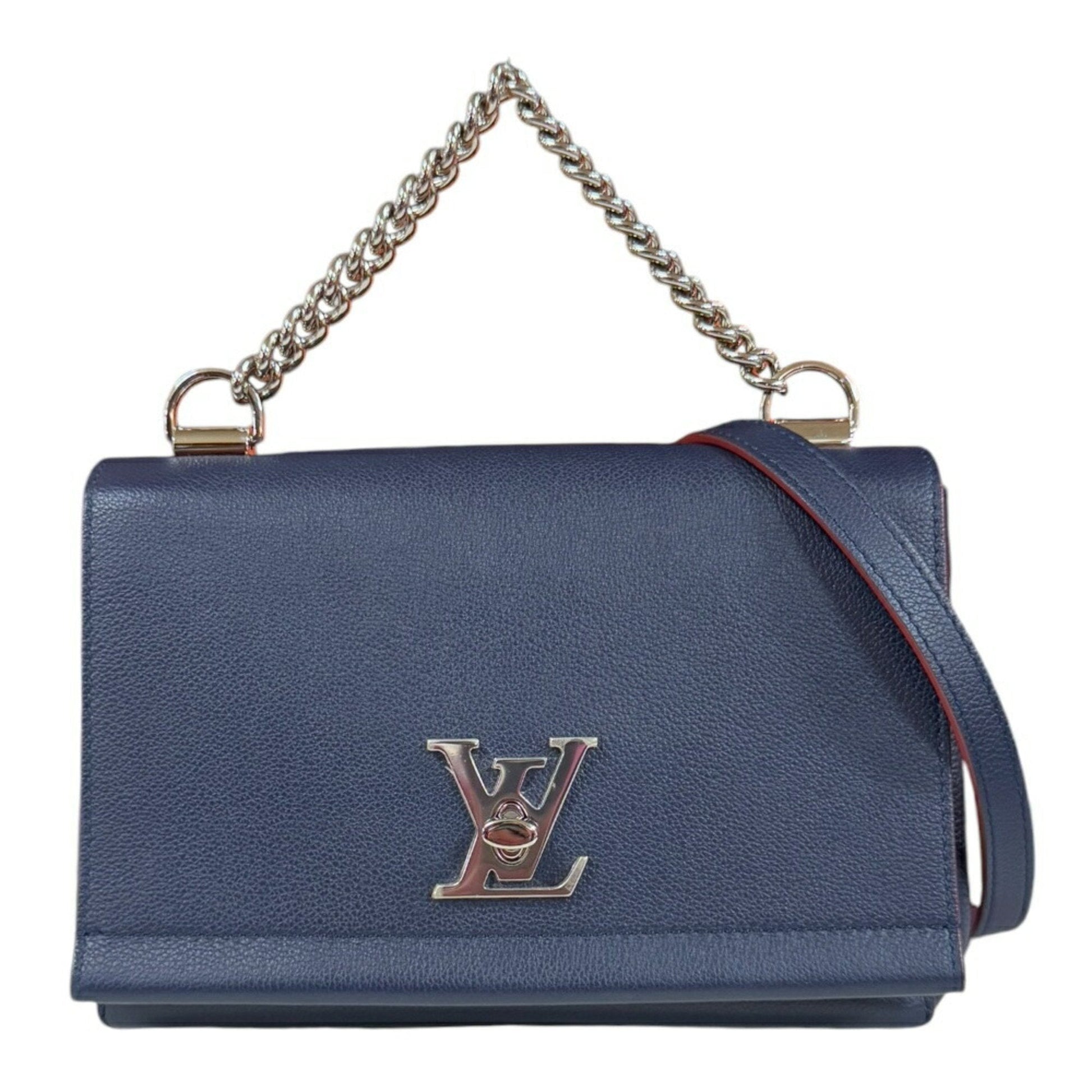 Louis Vuitton Navy Red Color Leather Shoulder Bag ()