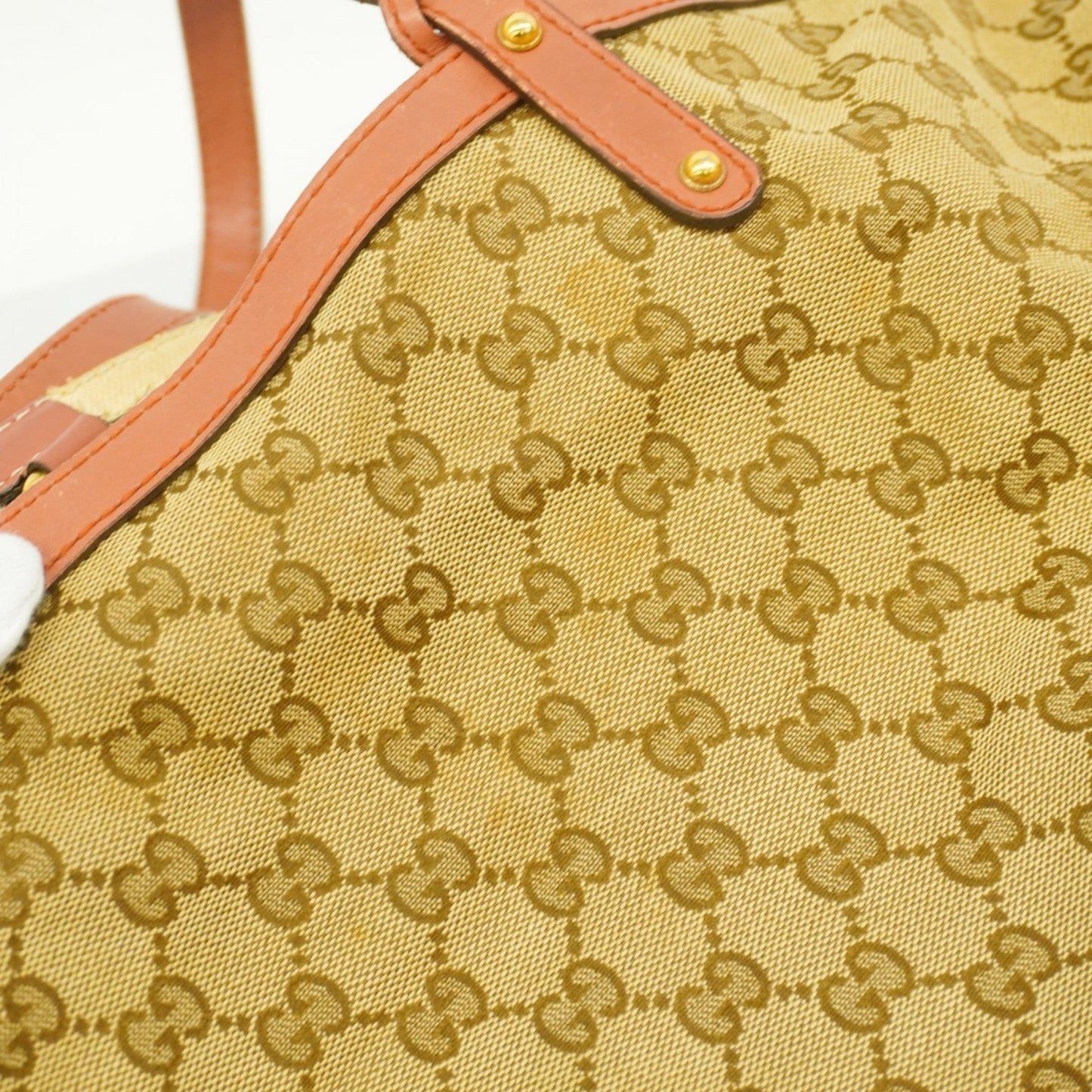 Gucci Brown Red Color Canvas Tote Bag