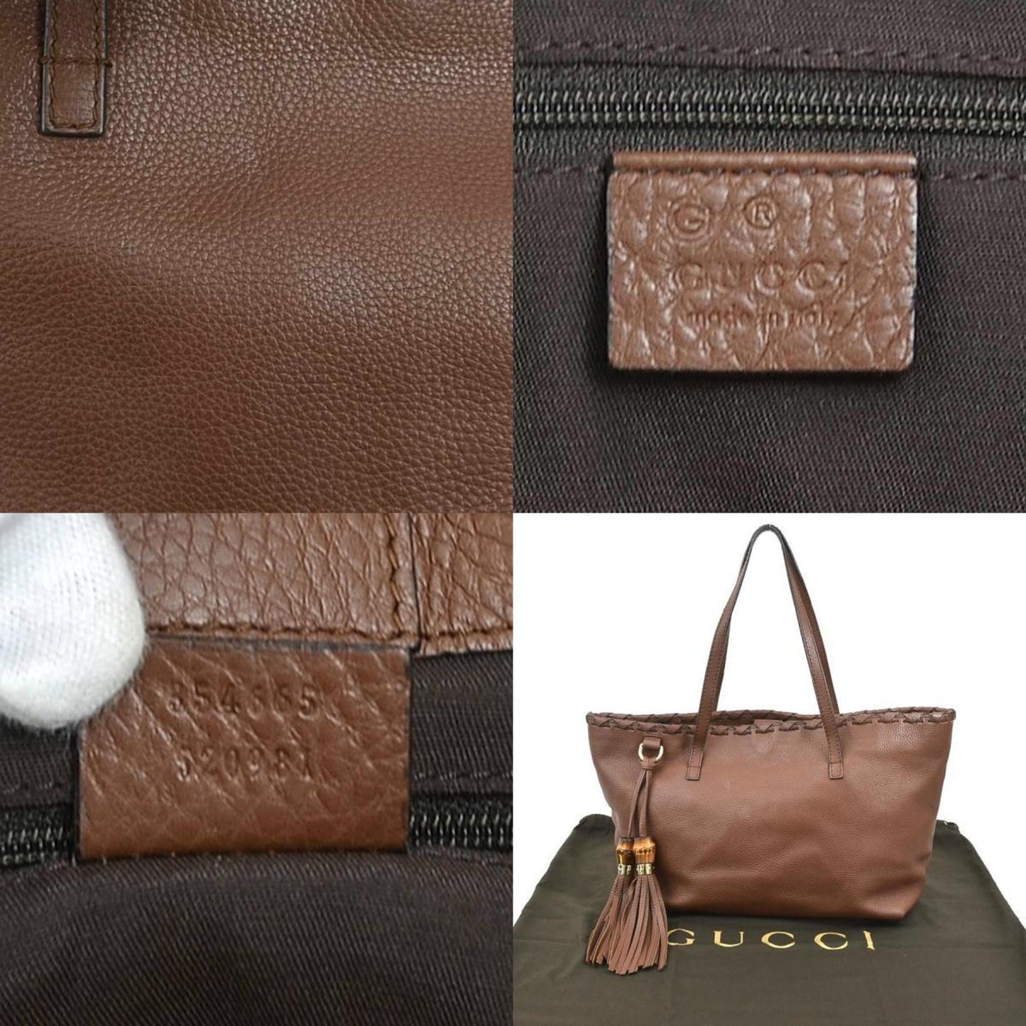 Gucci Brown Leather Shoulder Bag Tote Bag