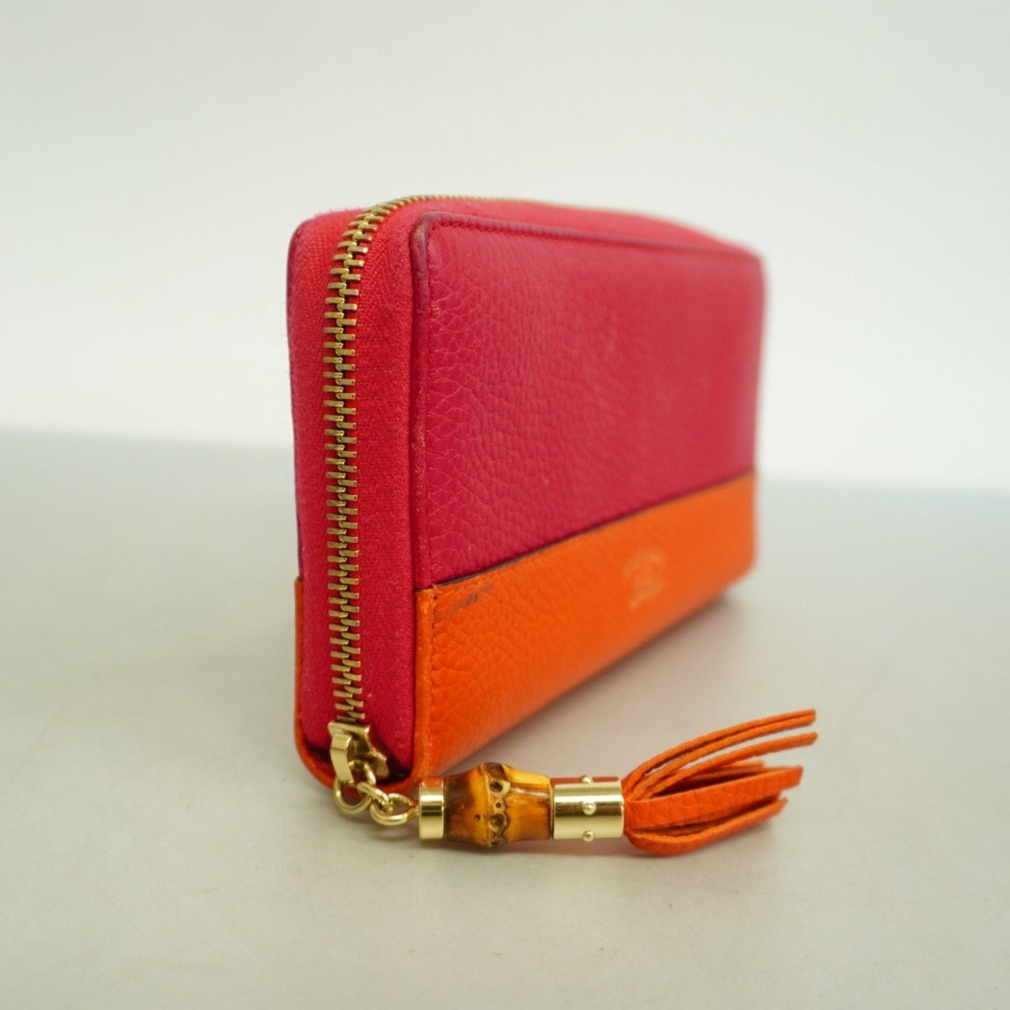 Gucci Orange Pink Leather Long Wallet (Bi-Fold)