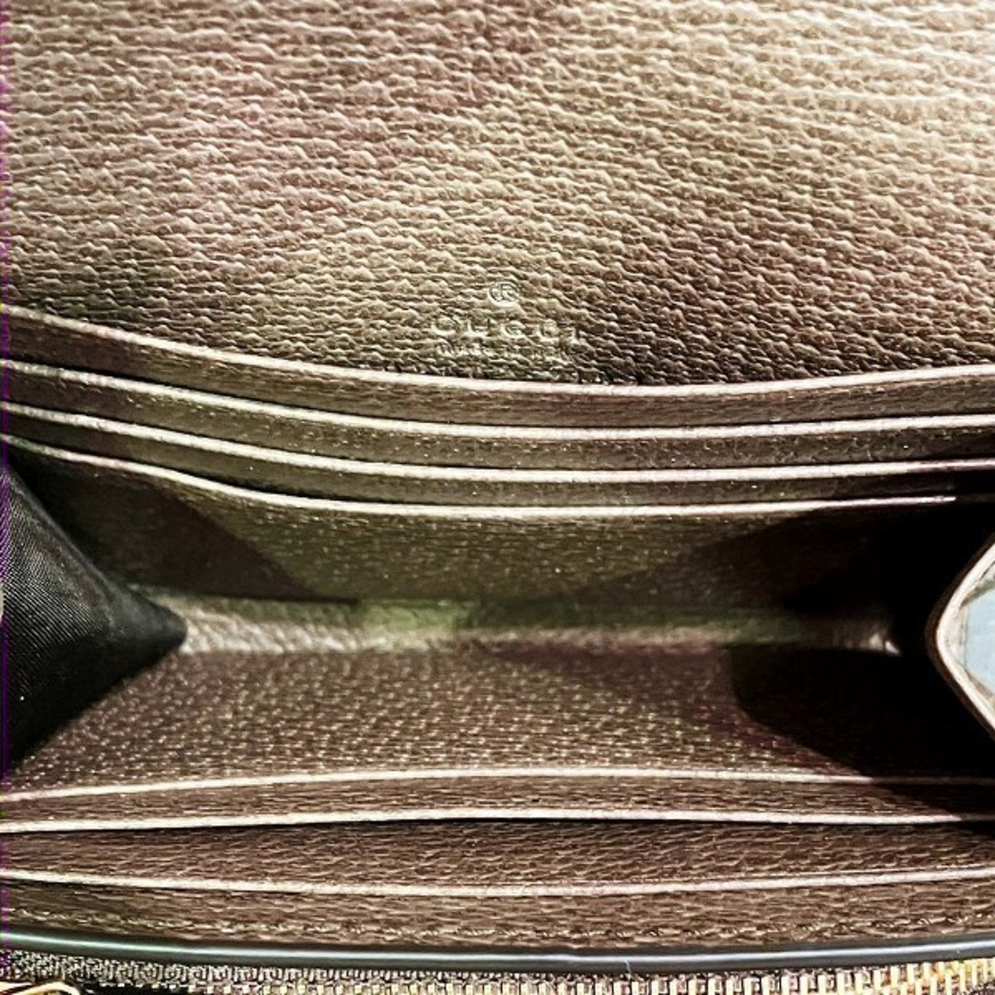 Gucci Beige Dark Brown Canvas Leather Wallet (Bi-Fold)