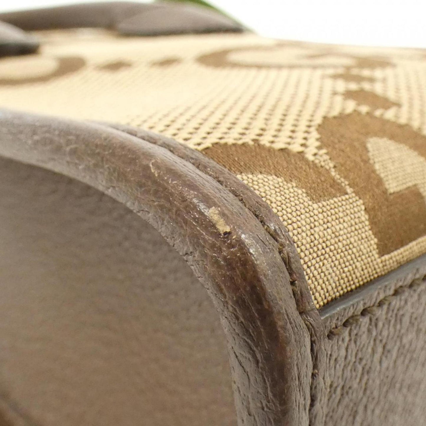 Gucci Brown Camel Canvas Leather Handbag