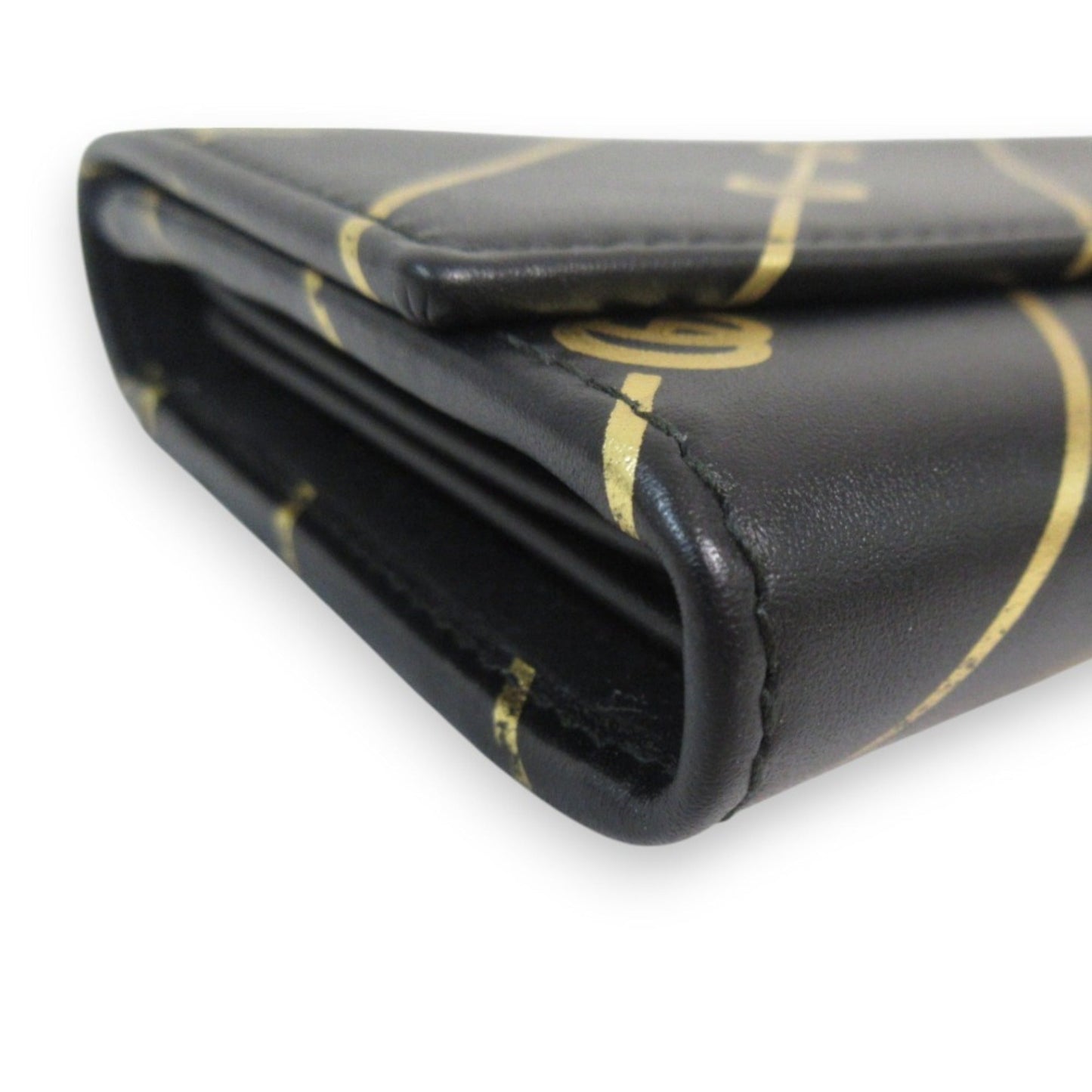 Gucci Black Gold Leather Wallet (Tri-Fold)