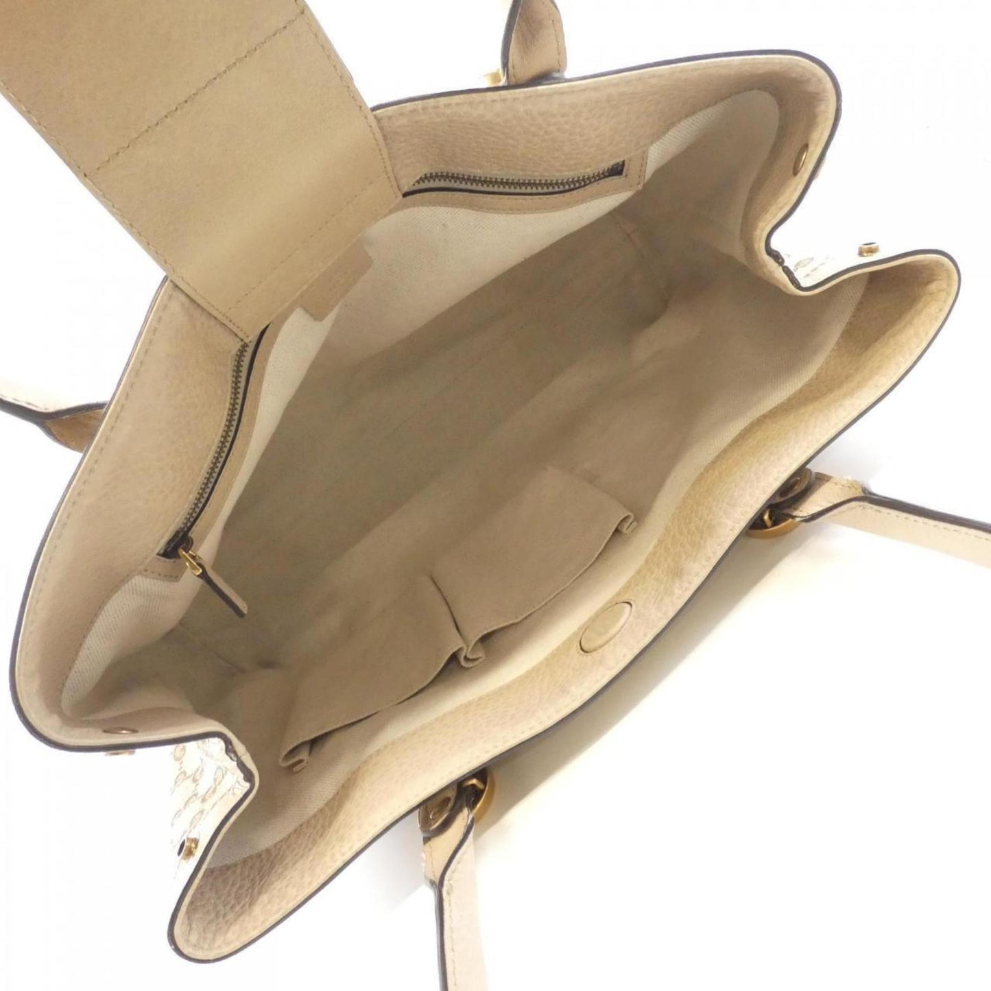 Gucci Beige Gg Canvas Leather Tote Bag