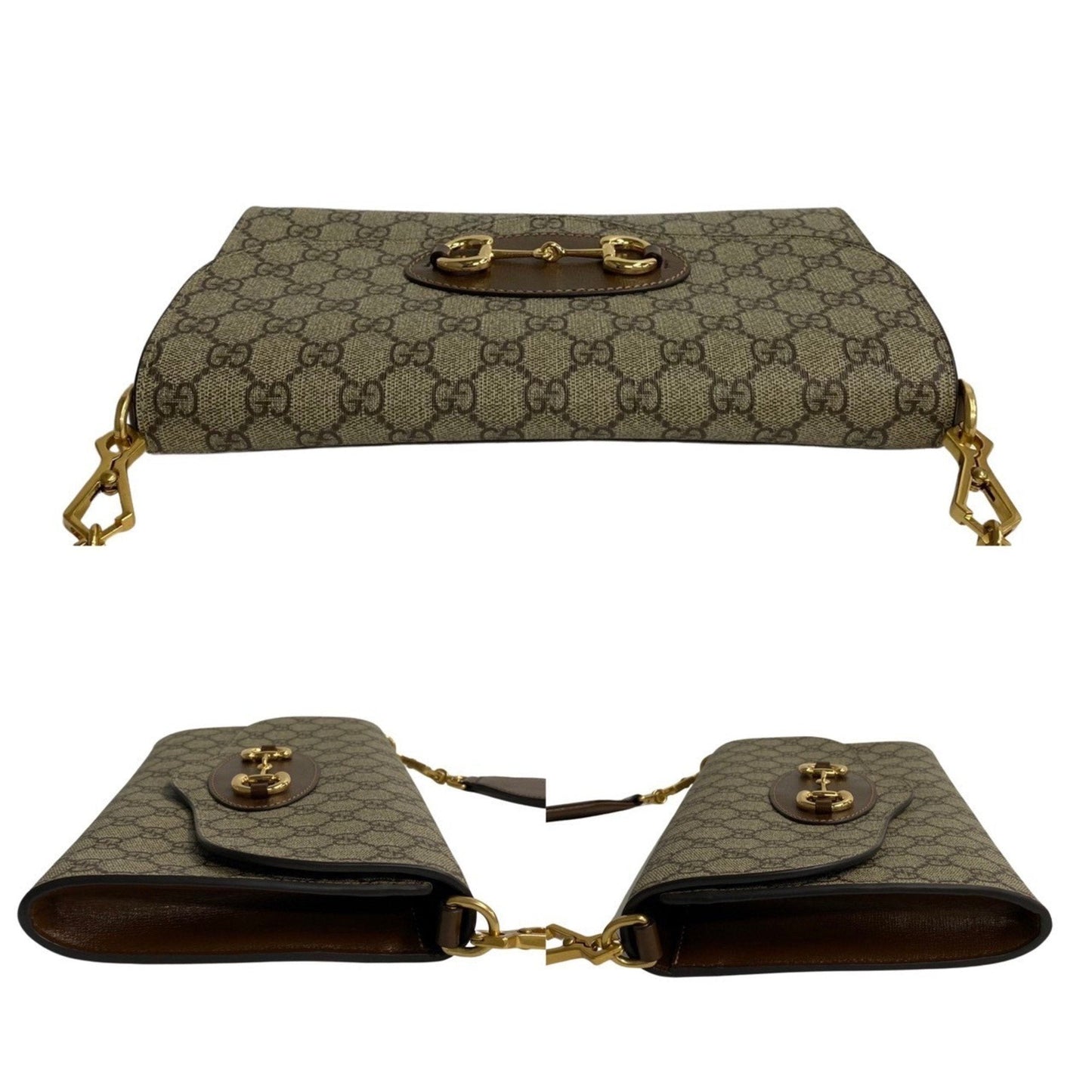 Gucci Brown Gold Pvc Leather Shoulder Bag