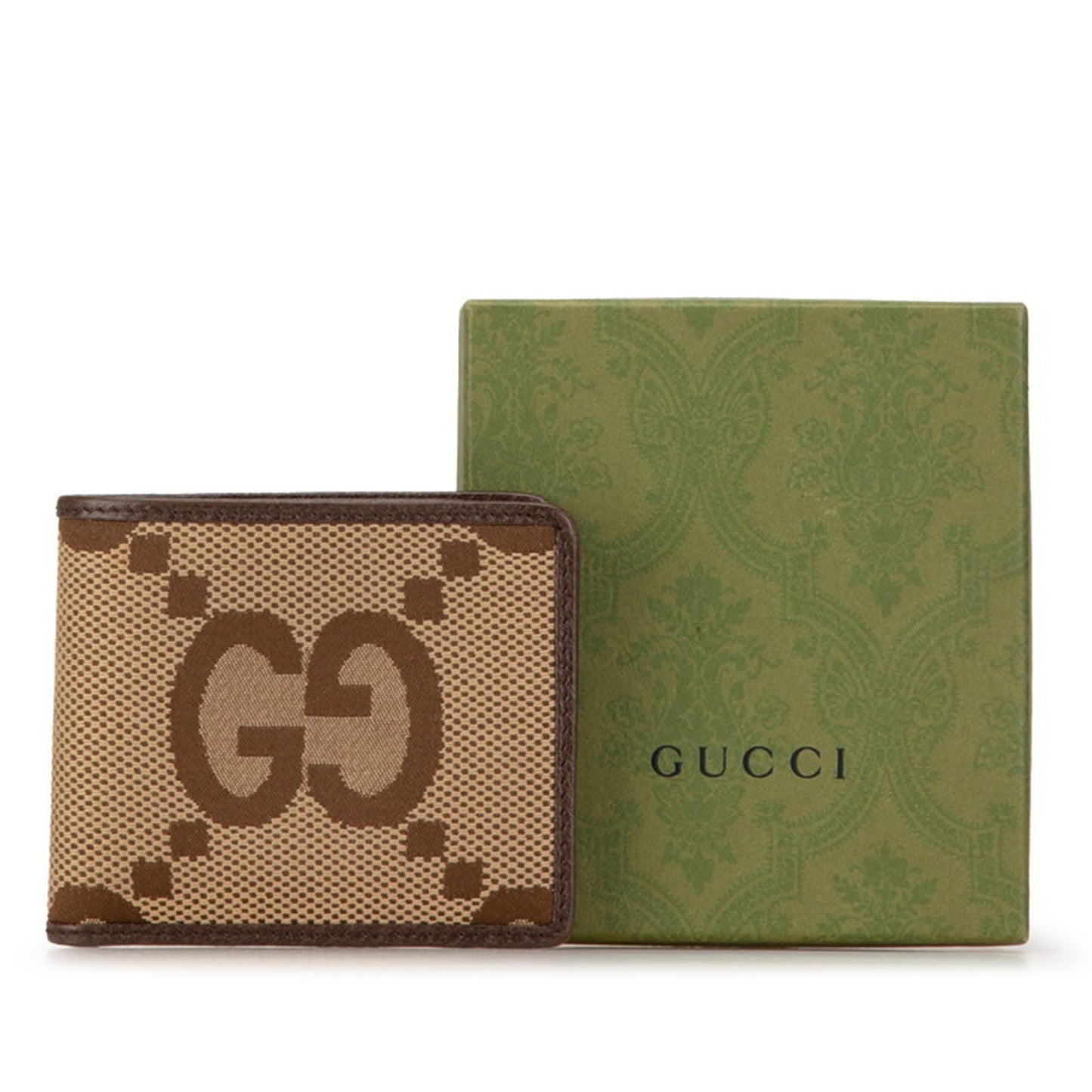 Gucci Beige Brown Canvas Leather Wallet (Bi-Fold)