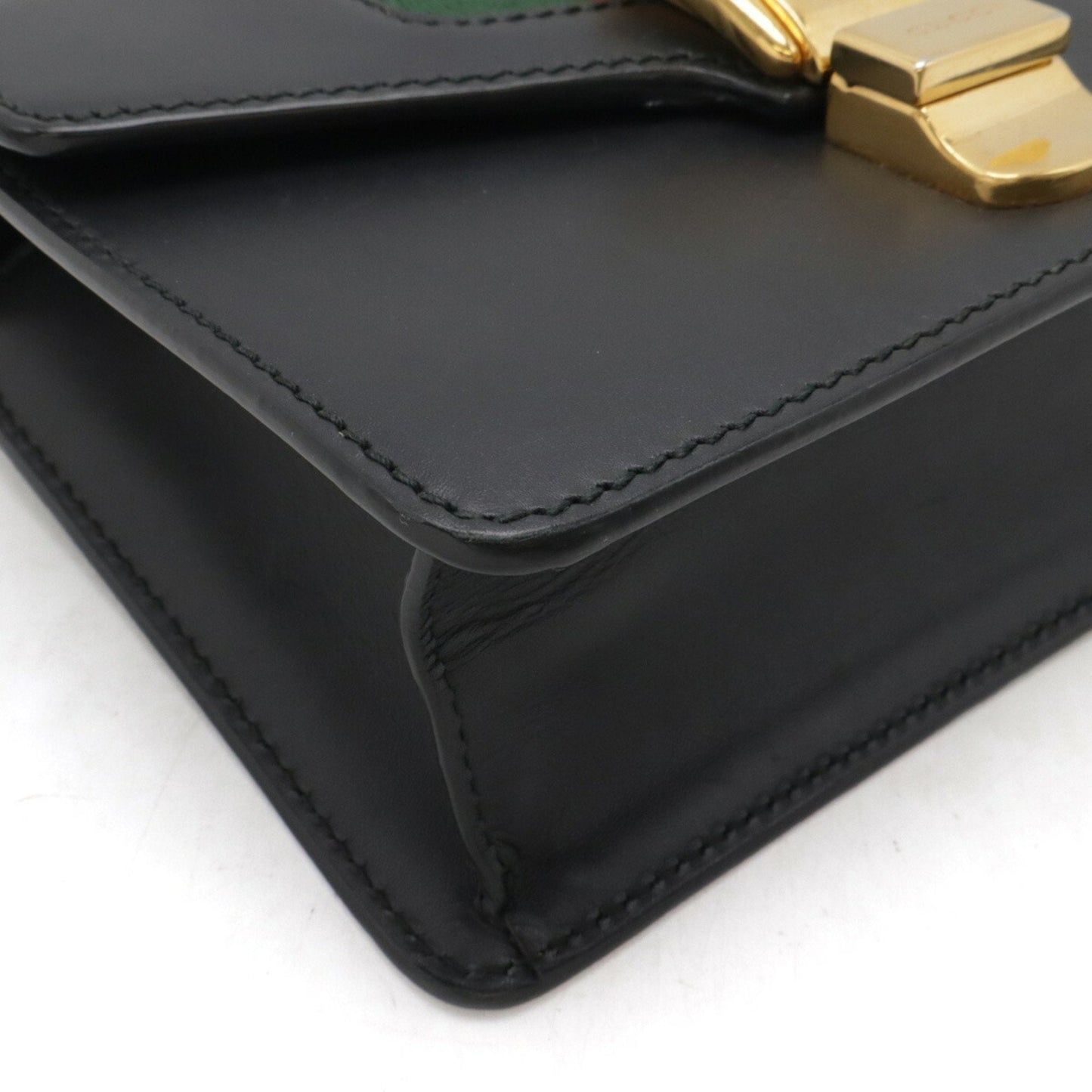 Gucci Black Green Red Color Leather Pochette Shoulder Bag