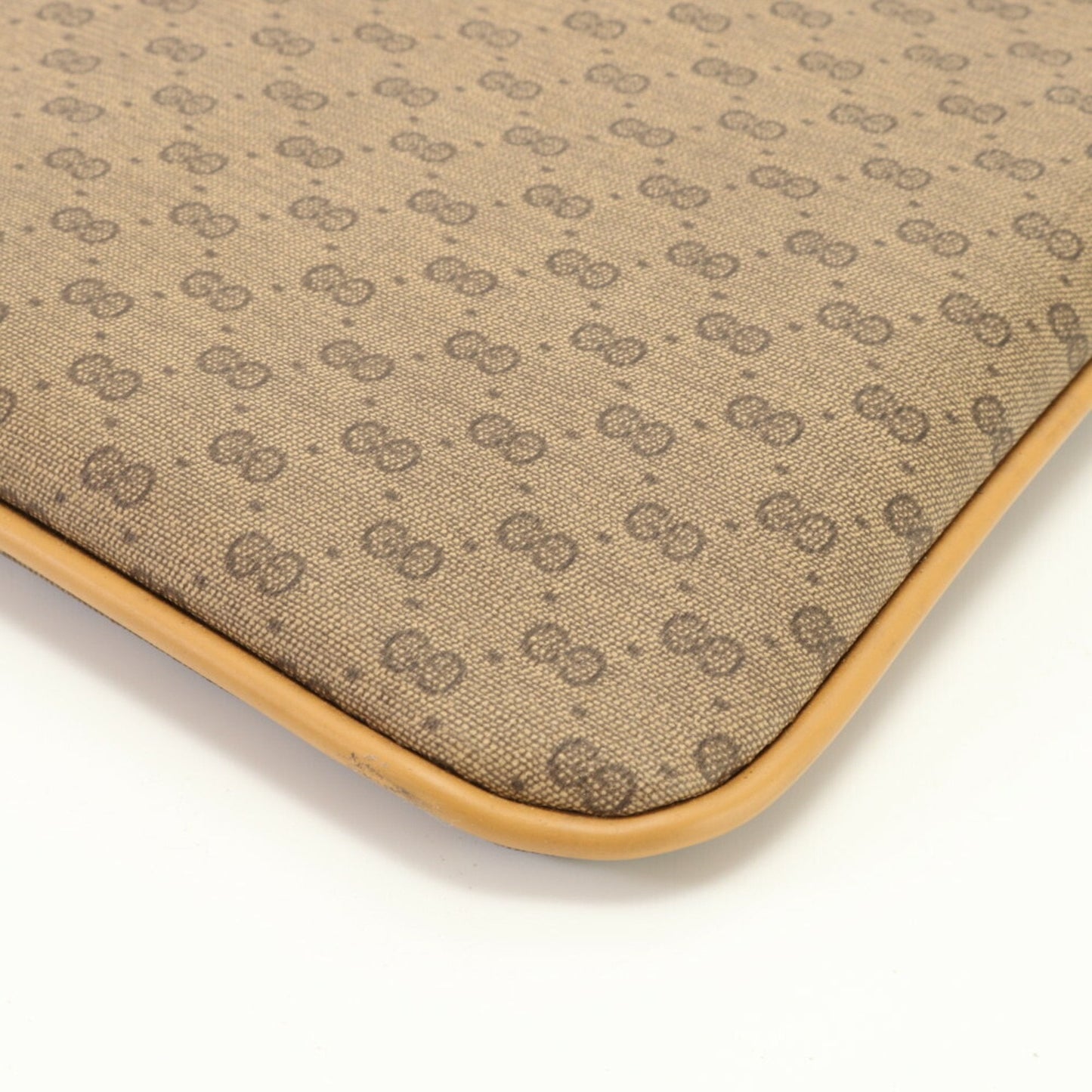 Gucci Brown Leather Coated Canvas Pouch