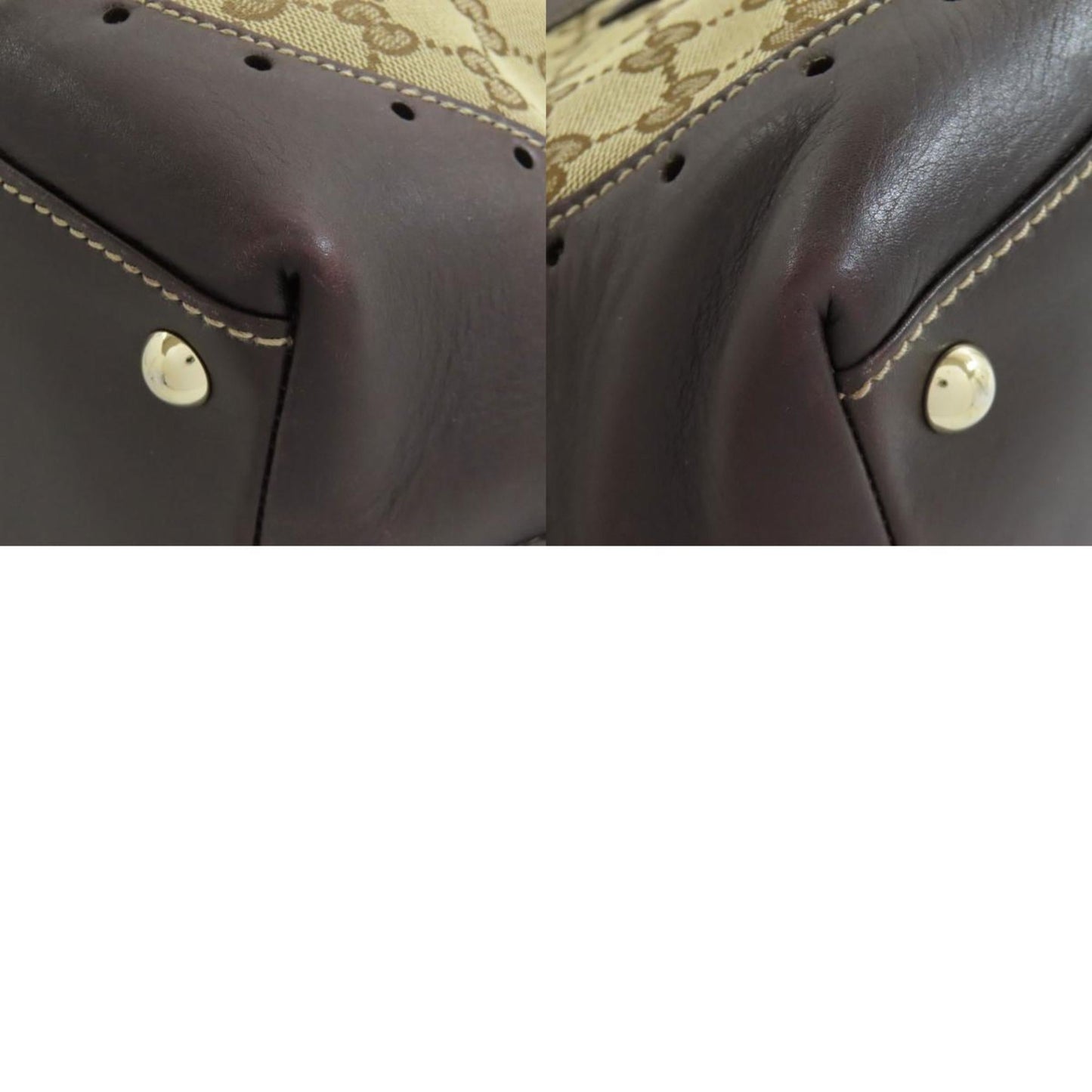 Gucci Brown Canvas Leather Tote Bag