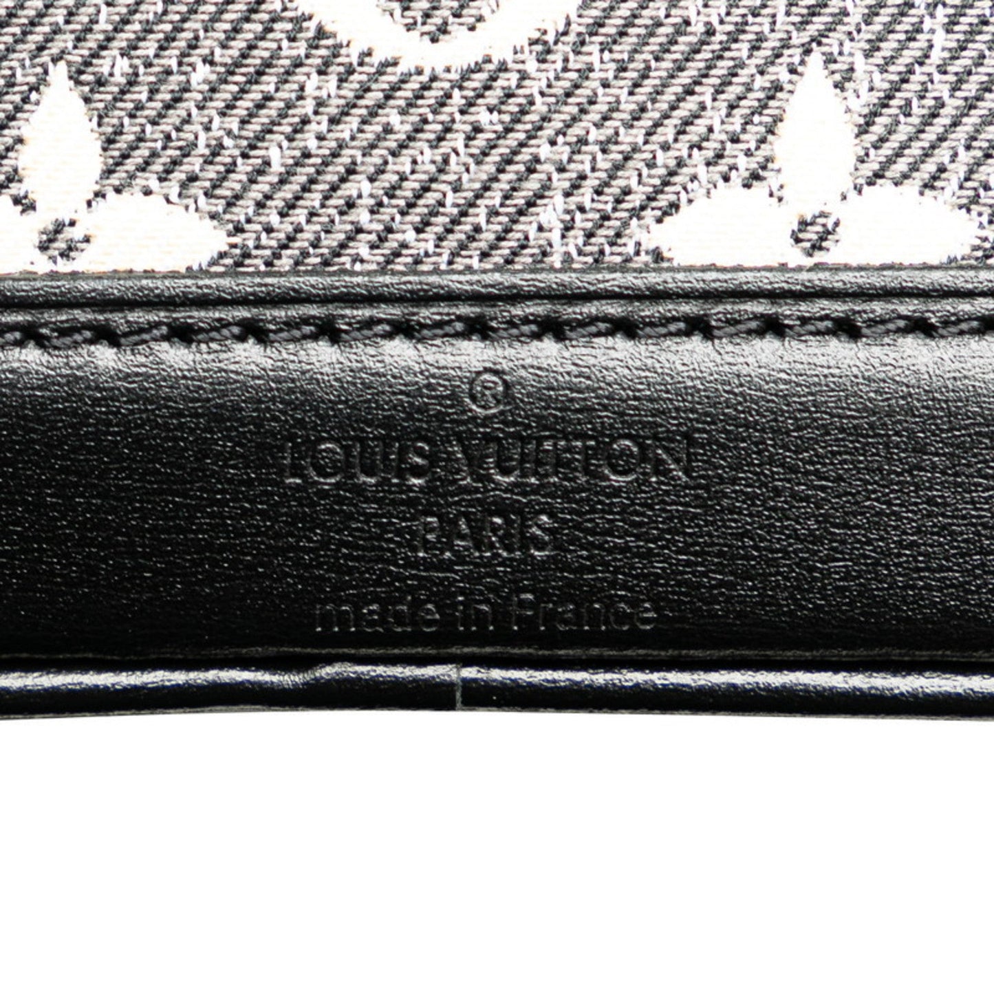 Louis Vuitton Black Gray Denim Leather Handbag Shoulder Bag