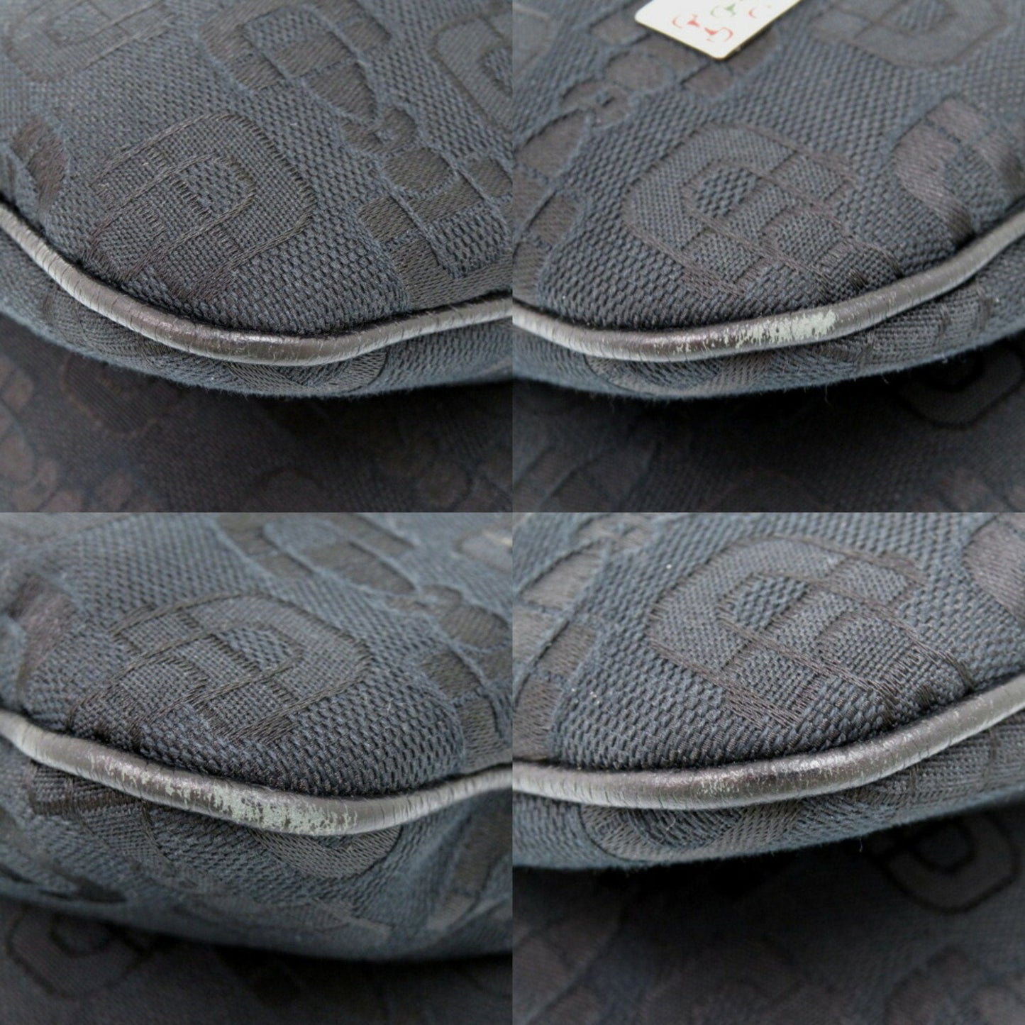 Gucci Horsebit Black Canvas Shoulder Bag