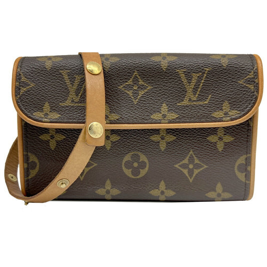 Louis Vuitton Brown Pvc Leather Pochette Pouch Shoulder Bag ()