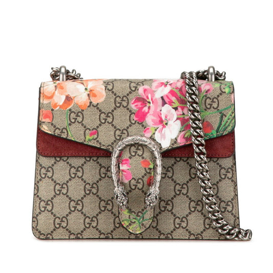 Gucci Gg Blooms Beige Wine Pvc Suede Shoulder Bag ()