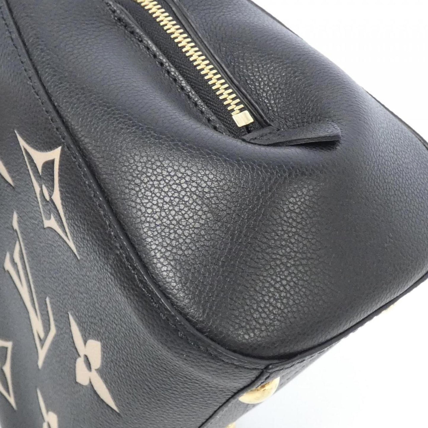 Louis Vuitton Beige Black Leather Handbag Shoulder Bag