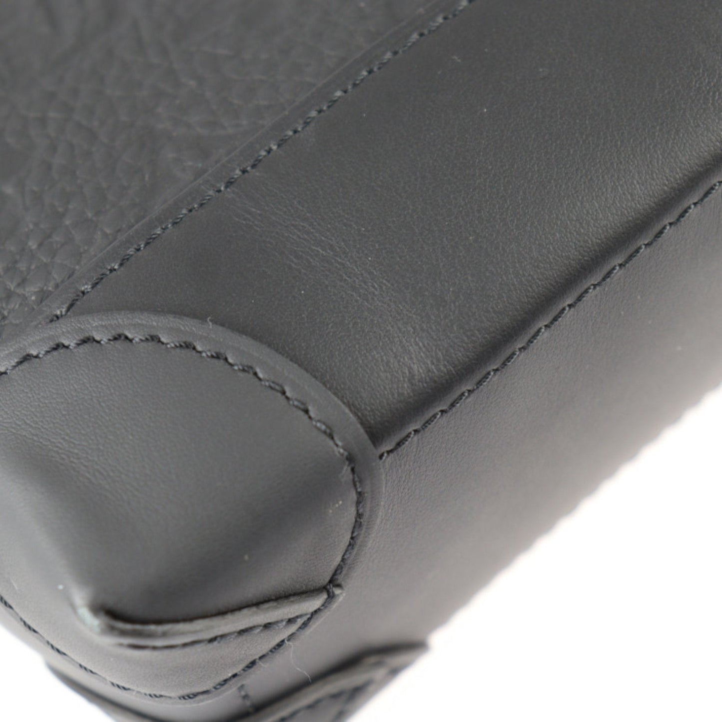 Louis Vuitton Black Leather Handbag Shoulder Bag Tote Bag
